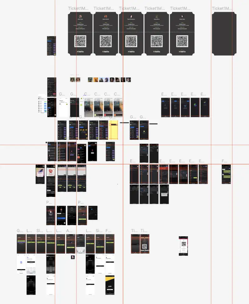 TokTix Service Architecture Design - Figma wireframes showing the modular service structure and component relationships